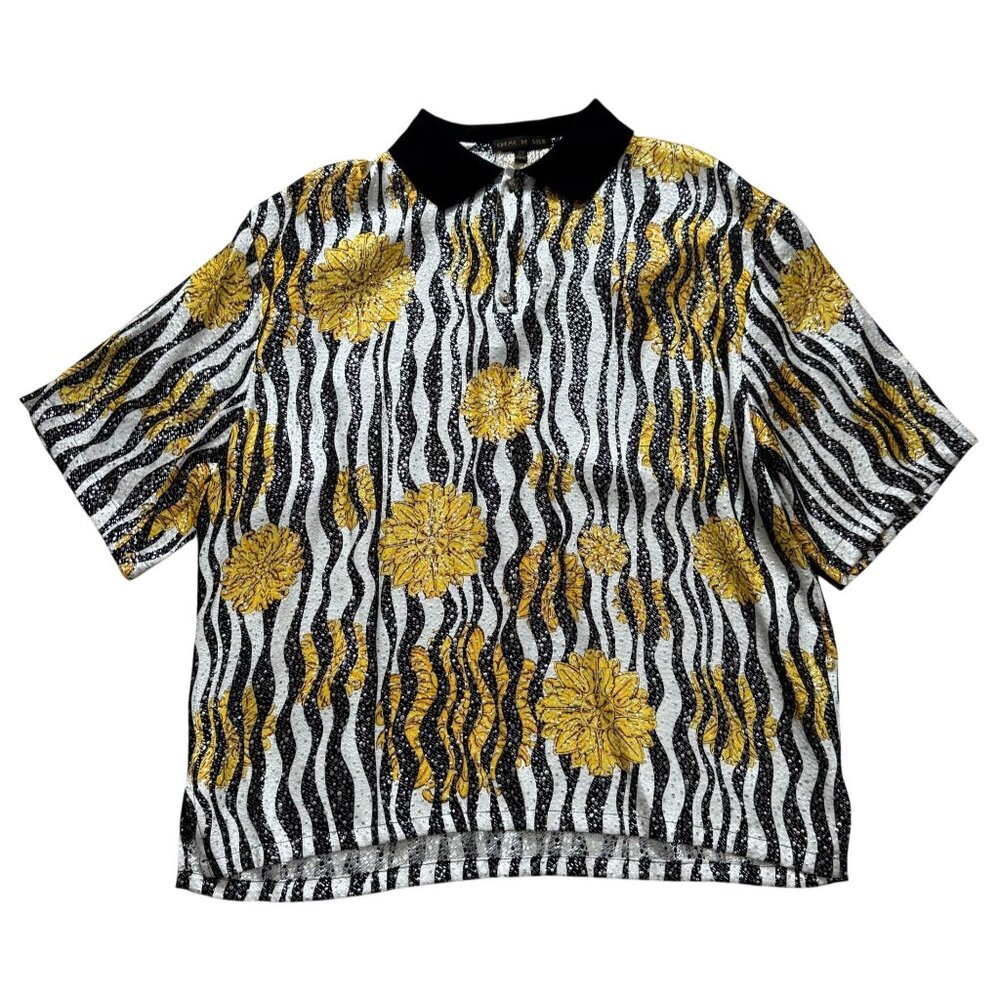 Creme De Silk Rare Short Sleeve Metallic Pullover Shirt Men SZ 2X Multicolor